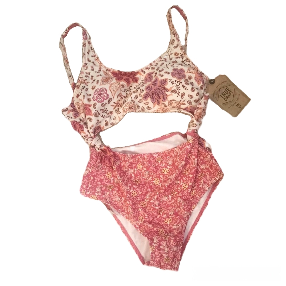 Floral One Piece Swim Bathing Suit Small
